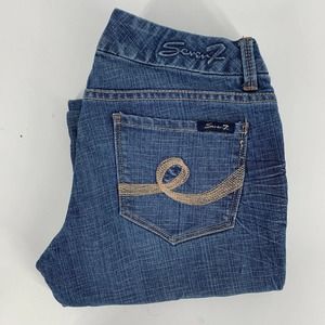 Seven 7 Blue Denim Bootcut Flare Jeans Womens Size 29x32 Low Rise‎